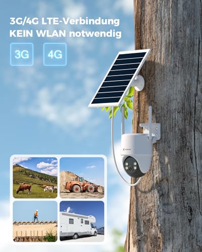 COCOCAM ZY-Q6 4G LTE Außen-Überwachungskamera mit eSIM, 3MP (2304×1296), 15000mAh Akku & 8W Solarpanel, IP66, Nachtsicht 30m, KI-Personenerkennung, PTZ 355°/90°