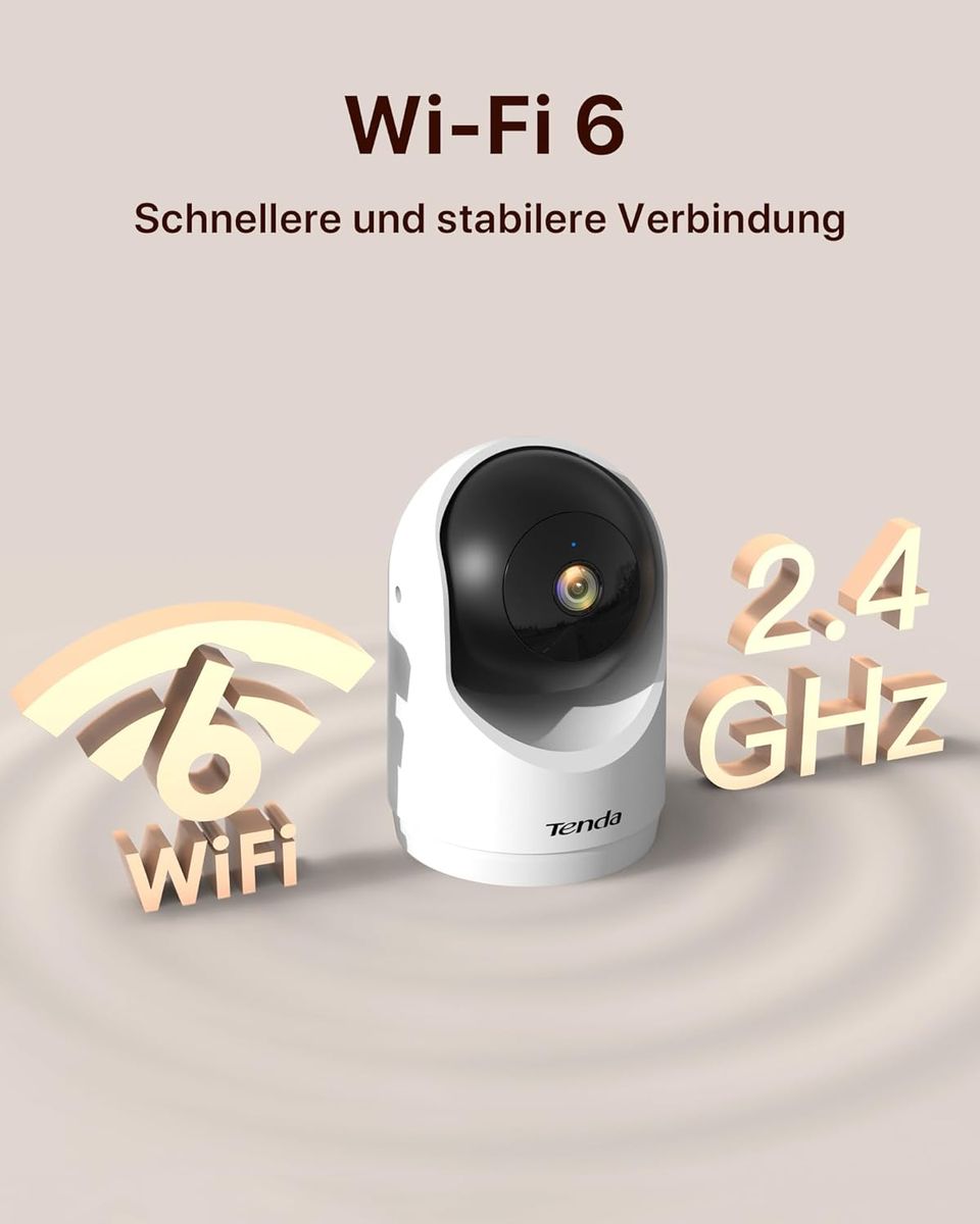 Tenda CP3 V3.0 Innen Überwachungskamera 2K (3MP) WLAN (Wi‑Fi 6) PTZ 360° Nachtsicht 12 m 2‑Wege-Audio SD bis 256GB Personenerkennung