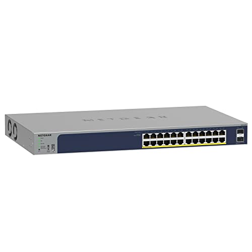 NETGEAR GS724TP-300EUS Managed L2/L3/L4 Gigabit Ethernet Switch, 24x RJ45 + 2x SFP, PoE 380W, Rackmount, Blau