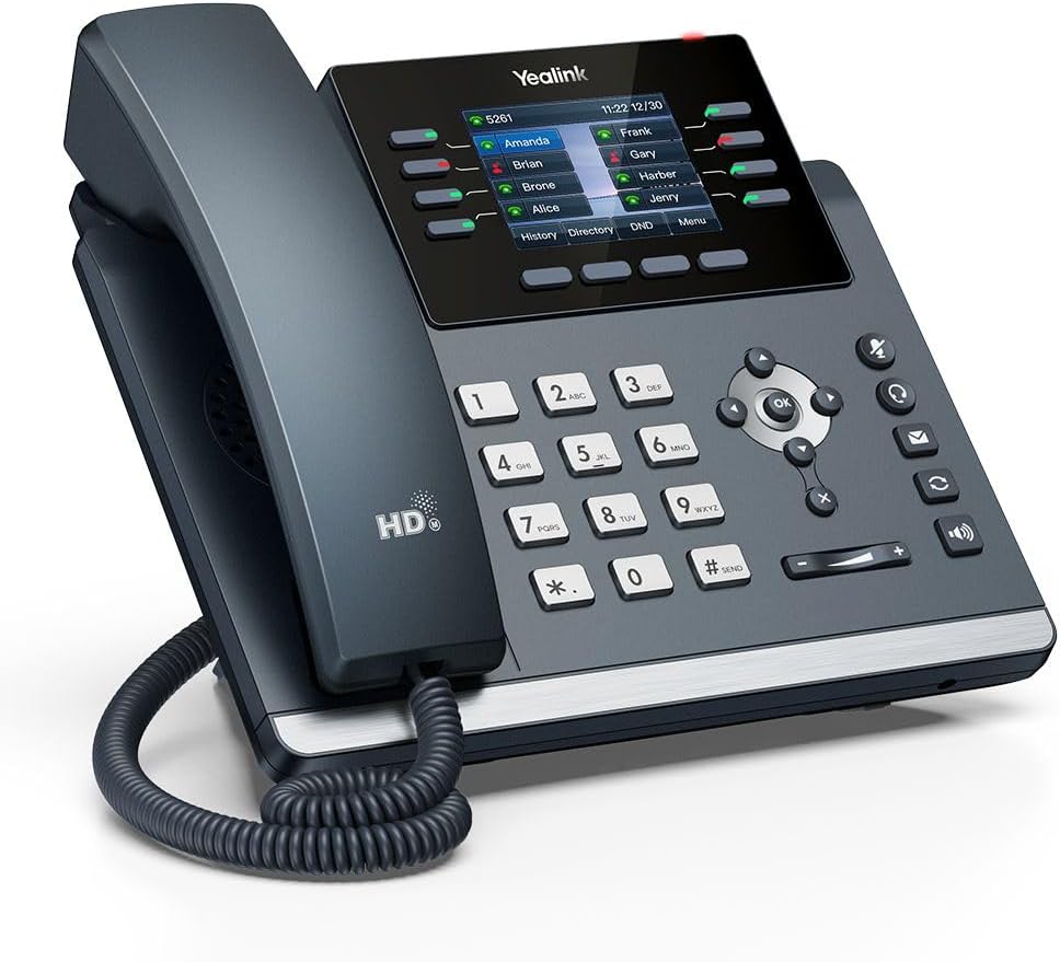 Yealink SIP-T44U IP-Telefon, Schnurgebundenes VoIP-Telefon, 8-zeiliges LCD, WLAN, Gigabit Ethernet, PoE, 12 SIP-Konten, 1000 Einträge, Grau