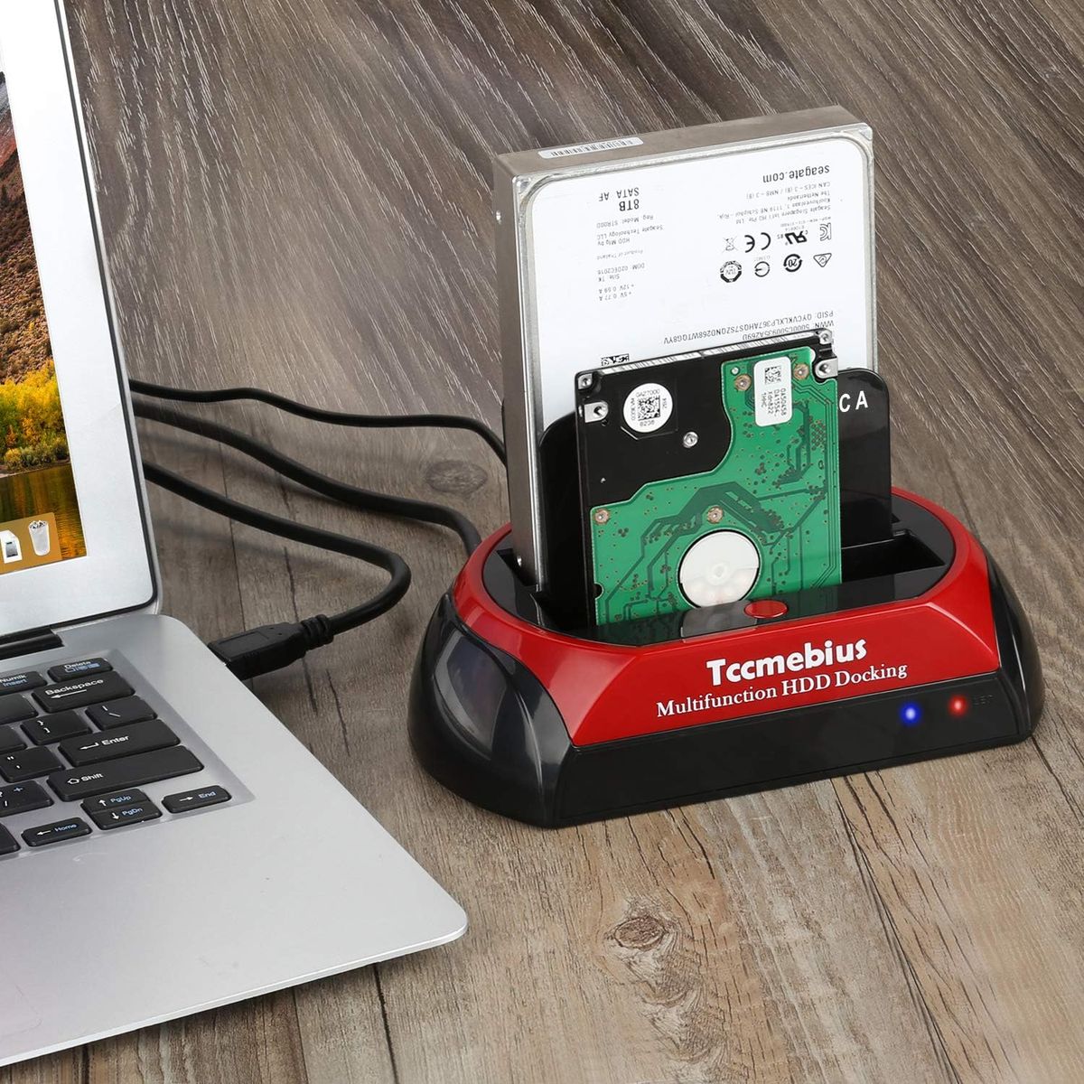 Tccmebius TCC-S868 USB 3.0 Festplatten-Dockingstation, Dual-Slot 2,5/3,5 Zoll SATA & IDE, One-Touch-Backup, bis 20 TB