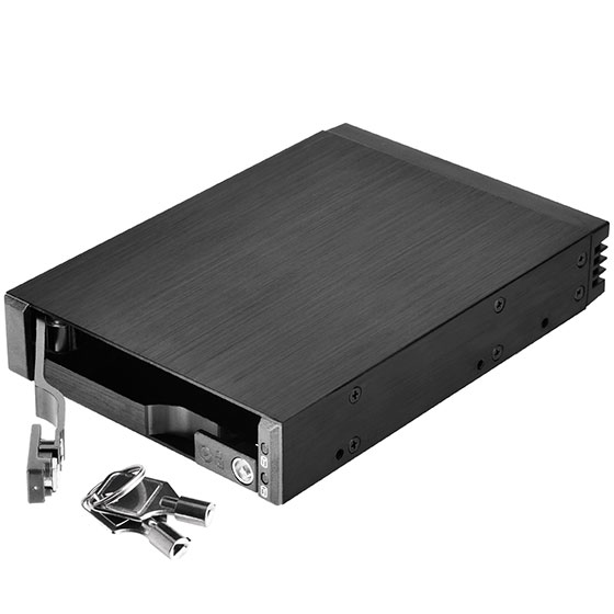 SilverStone SST-FS202B Festplatten-Backplane 2x2,5" in 3,5" Einschub, Aluminium, Schwarz, 6 Gbit/s, Schloss, LED, Hot-Swap