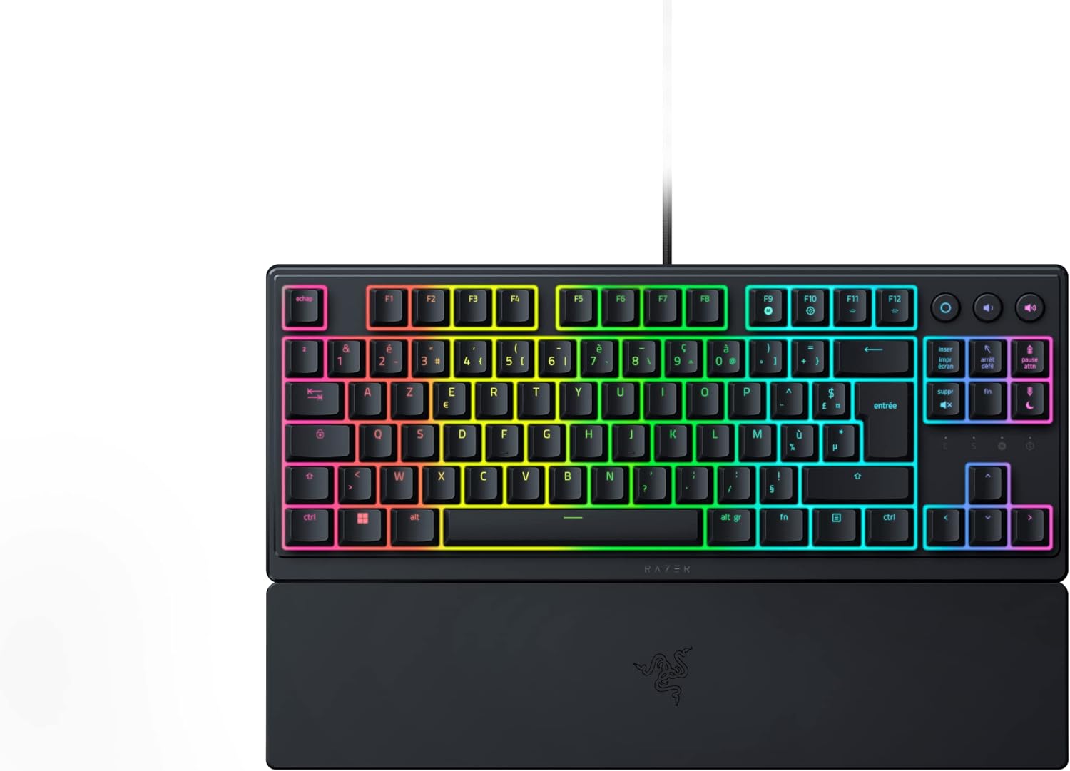 Razer Ornata V3 TKL Gaming Keyboard Media Buttons Mecha-Membrane Switches RGB FRA Layout AZERTY