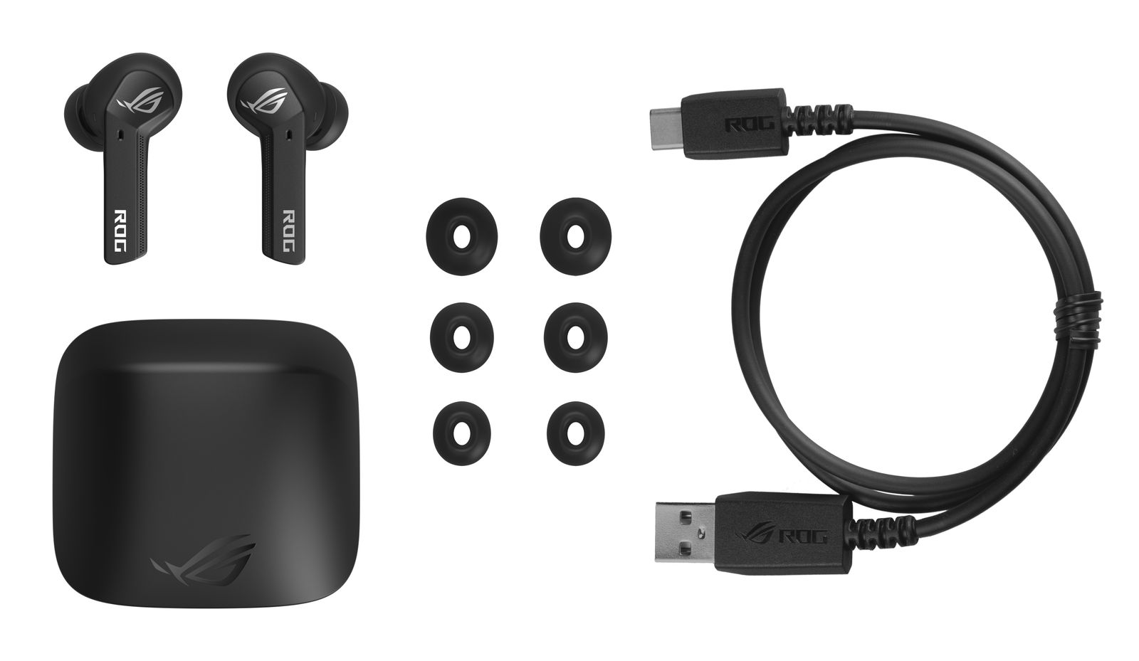 ASUS ROG Cetra True Wireless In-Ear Gaming-Kopfhörer, TWS, Bluetooth, ANC, Kabelloses Laden, IPX4, 27 Std. Akkulaufzeit, Schwarz