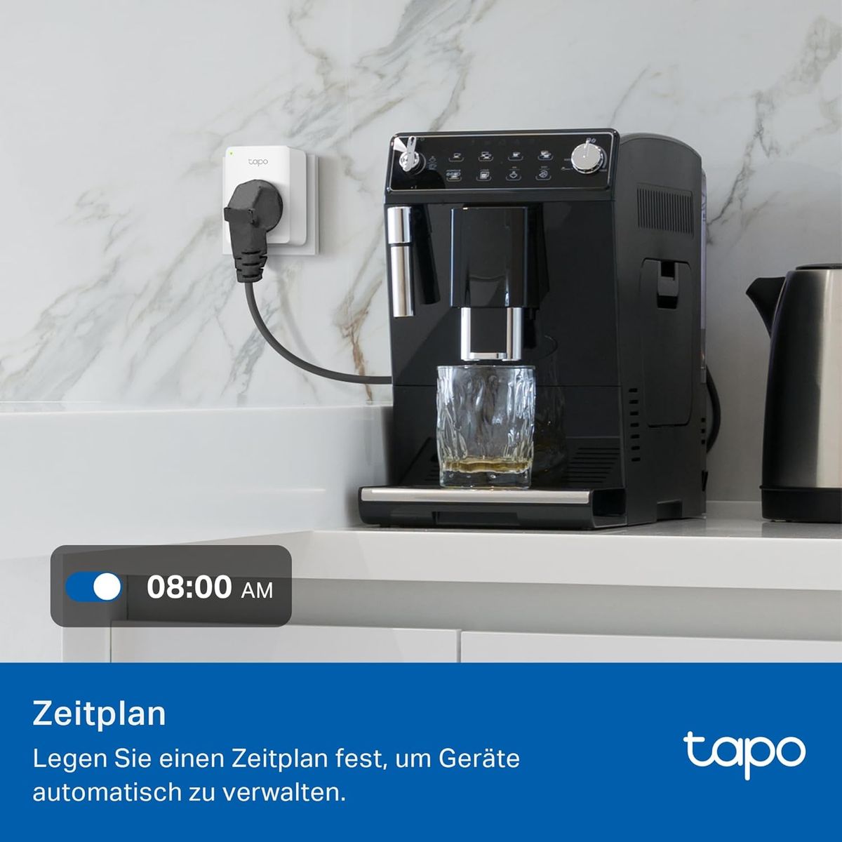 TP-LINK Tapo Matter Steckdose Tapo P100M, WLAN, Smart Home WiFi Steckdose, funktioniert mit Matter, Alexa, Google Home, Tapo App, Sprachsteuerung, Fernzugriff