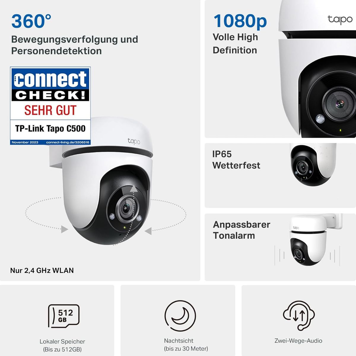 TP-Link Tapo C500 Dome IP-Sicherheitskamera Draußen 1920 x 1080 Pixel Zimmerdecke