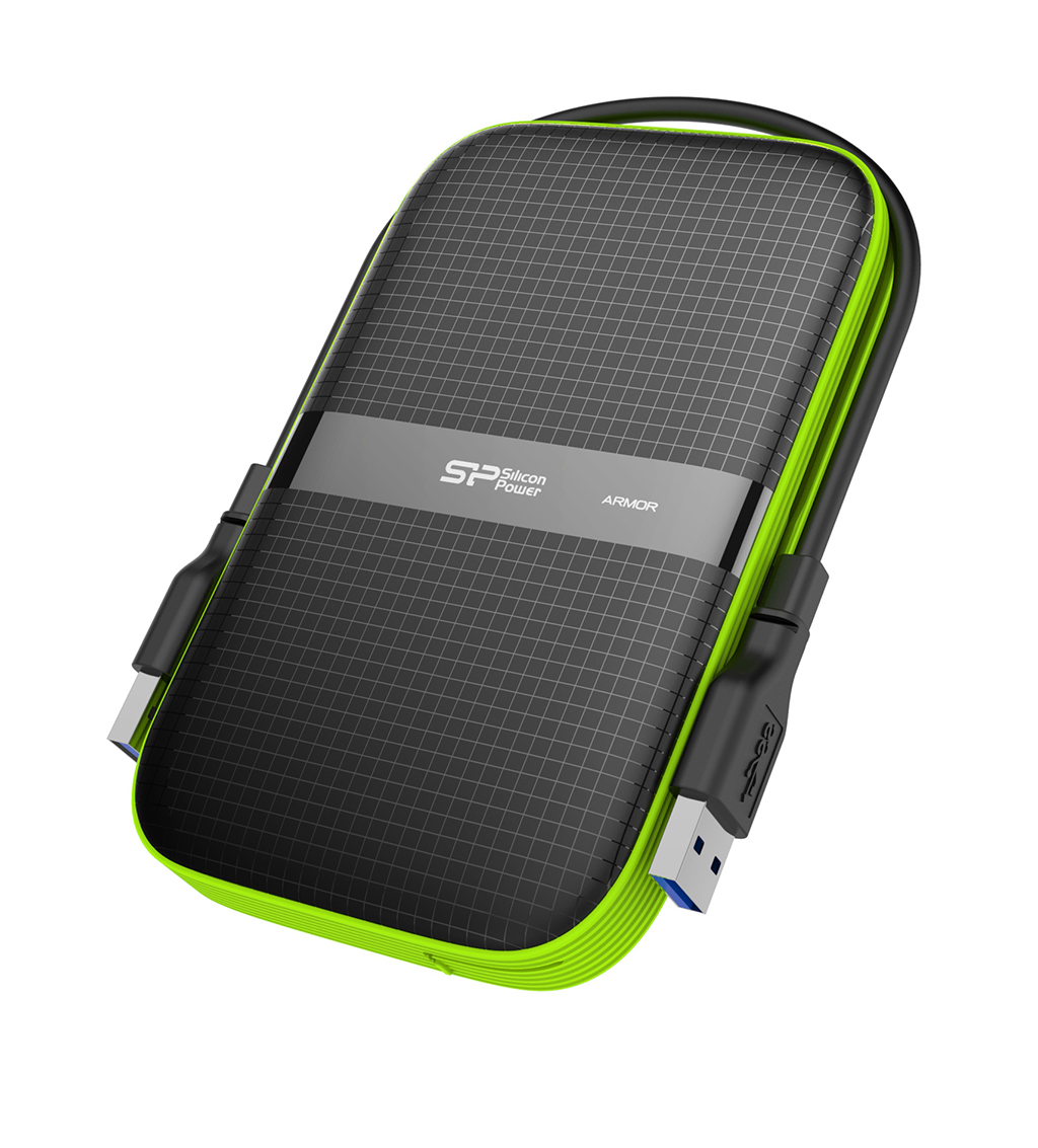 Silicon Power Armor A60 Externe Festplatte 2 TB 2,5" USB Typ-A 3.2 Gen 1 (3.1 Gen 1) Schwarz, Stoß- & Wasserfest, IPX4, 256-bit AES