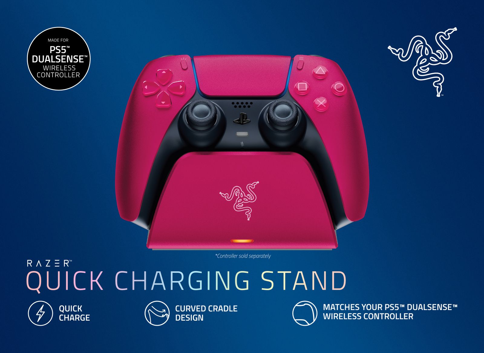 Razer Quick Charging Stand for PS5 Gaming Controller Schnellladestation Cosmic Red