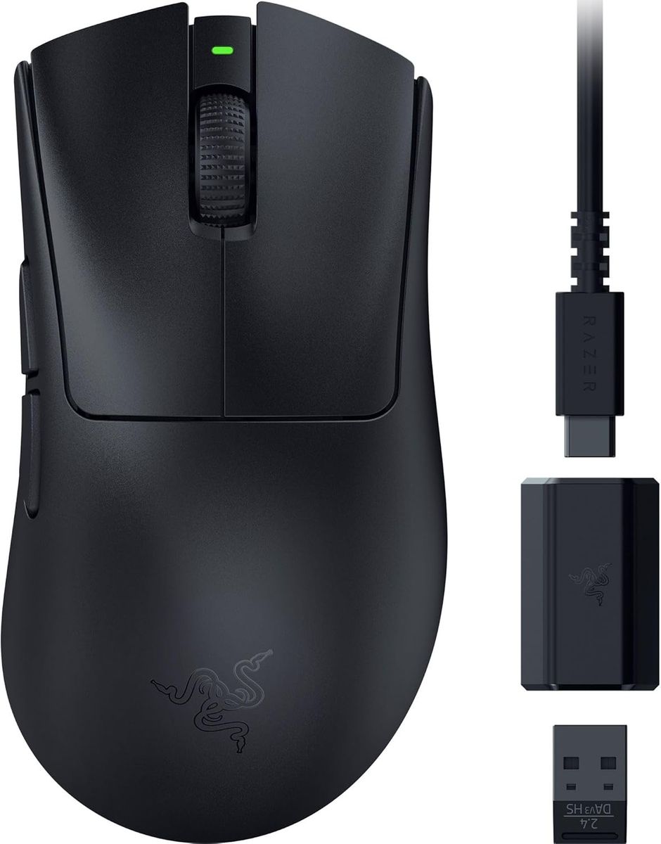 Razer DeathAdder V3 HyperSpeed - Ultra leichte kabellose ergonomische E-Sport Gaming-Maus mit 26K DPI (55g leicht, Soft-Touch-Beschichtung, 100 Stunden Laufzeit, HyperSpeed mit 8K Hz) Schwarz