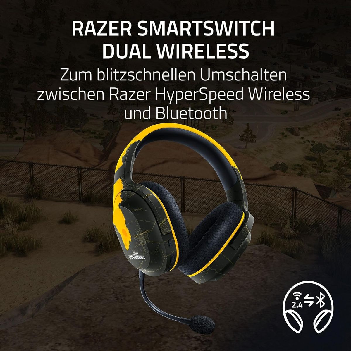 Razer Barracuda X PUBG Ed. Gaming & Mobile Headset Dual Wireless + 3.5mm Virtual 7.1 Surround-Sound Multi-Plattform