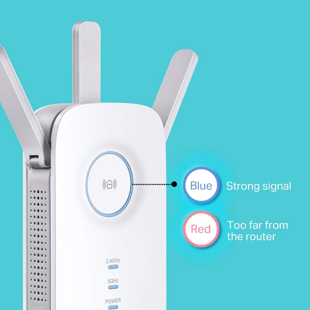TP-Link RE450 AC1750 Gigabit Dual Band Range Extender/Broadband/Wi-Fi Extender (Wi-Fi Booster/Hotspot mit1 Gigabit Port und 3 External Antennas, Built-in Access Point Mode) V4