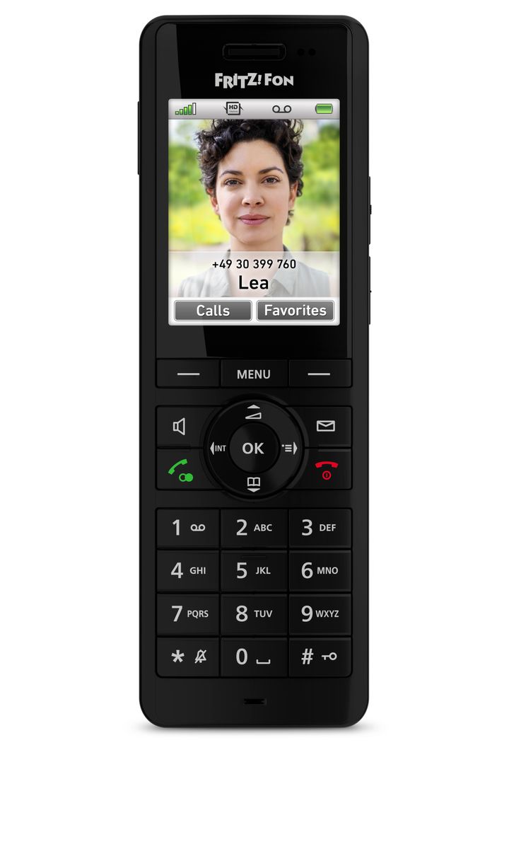 AVM FRITZ!Fon X6 DECT-Telefon, Anrufbeantworter, Freisprechfunktion, Li-Ion 1000 mAh, Schwarz