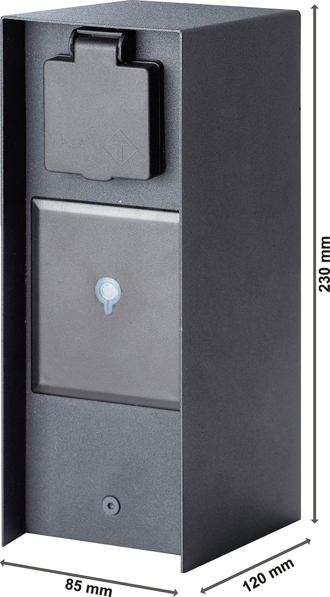 BOLD Orio smarte Aussen-Steckdose-Garten (Steckdosen-Säule) 3-Fach Stecker Anthrazit (Smart Home | WLAN | iOS & Android | IP44 Outdoor Energie-Säule | 3680 Watt | 23x12x8,5cm | Einfache Montage) SMART HOME Anthrazit