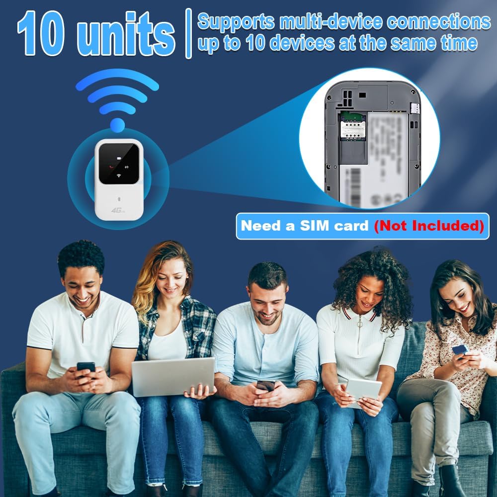 SGZIOO Ryoko Pro Tragbarer 4G WLAN-Hotspot, Mobiler Router mit SIM-Kartensteckplatz, 150 Mbit/s, bis zu 10 Nutzer