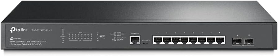 TP-Link Omada SG3210XHP-M2 Netzwerk-Switch Managed L2+ 2.5G Ethernet (100/1000/2500) Power over Ethernet (PoE) 1U Schwarz