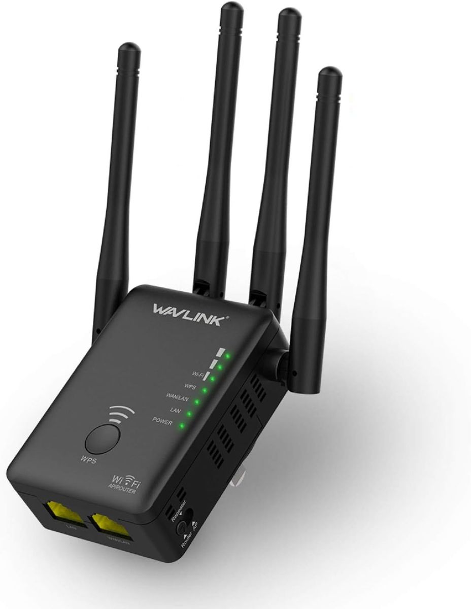 Wavlink AC1200 Wi-Fi Range Extender/Access point/Wifi Booster/Wireless Router Signal Amplifier Dual Band2.4GHz 300Mbps+5GHz 867Mbps 4 External Antennas,2 Ethernet Port,WPS,LED