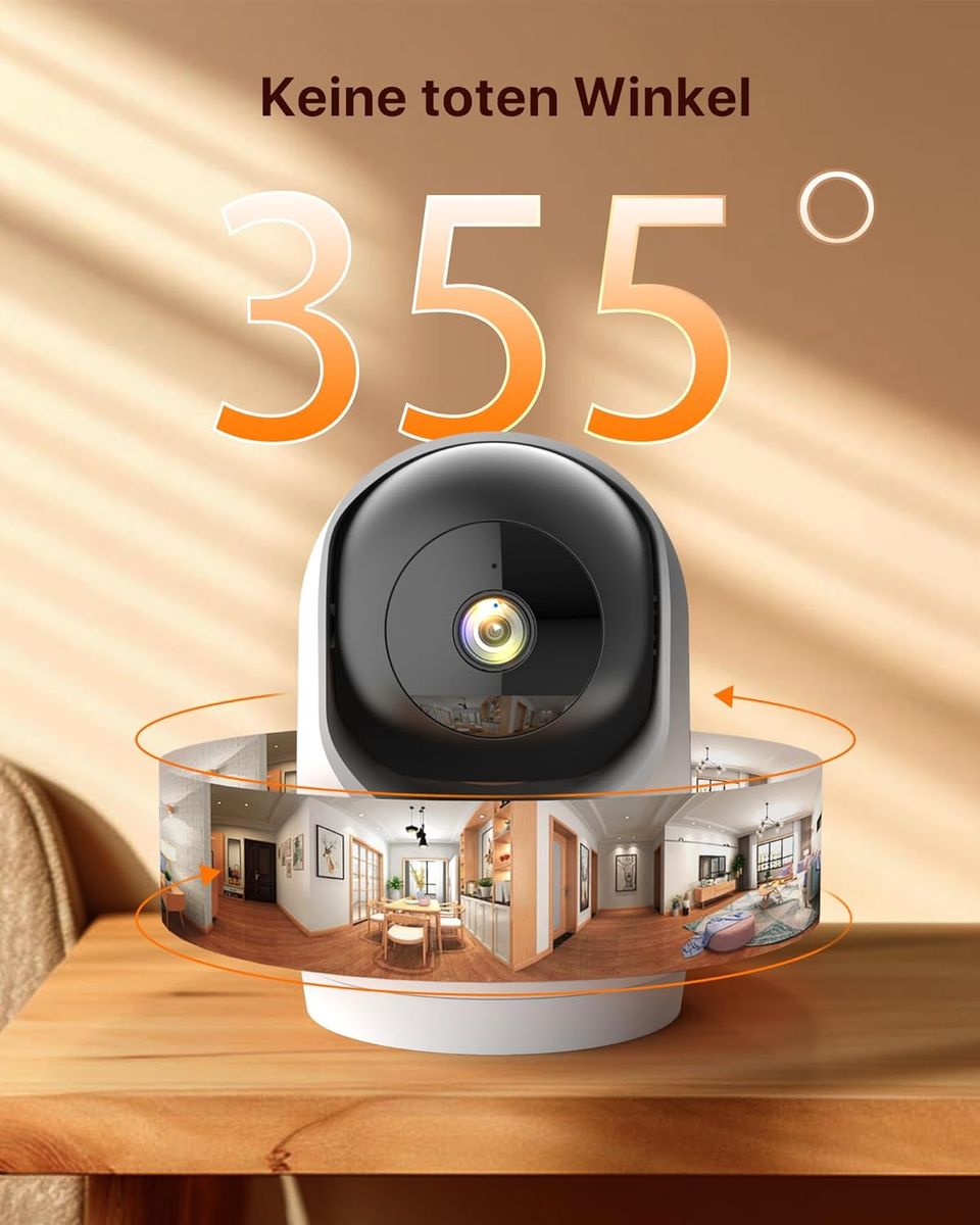 Tenda CP3 V3.0 Innen Überwachungskamera 2K (3MP) WLAN (Wi‑Fi 6) PTZ 360° Nachtsicht 12 m 2‑Wege-Audio SD bis 256GB Personenerkennung