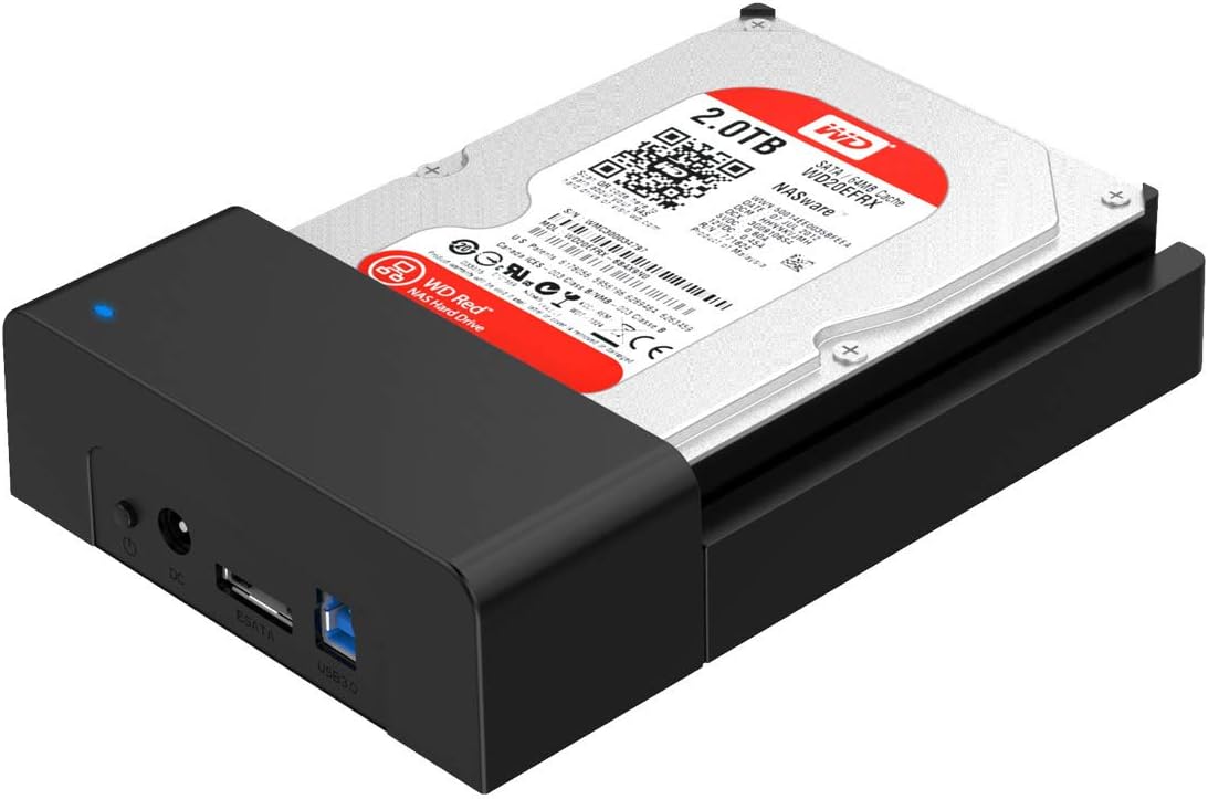 ORICO USB 3.0 und eSATA auf 2,5/3,5 Zoll SATA Externe Festplatten-Dockingstation – Schwarz