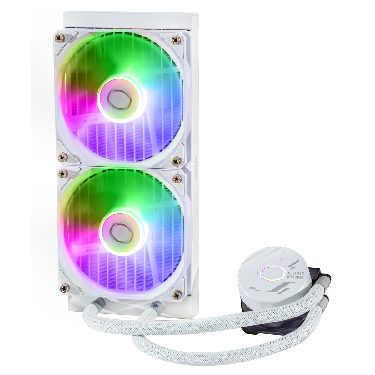 Cooler Master MasterLiquid 240L Core ARGB White Flüssigkeitskühlung CPU, 240 mm Radiator, 2x120 mm Lüfter, PWM, 1750 RPM, Weiß