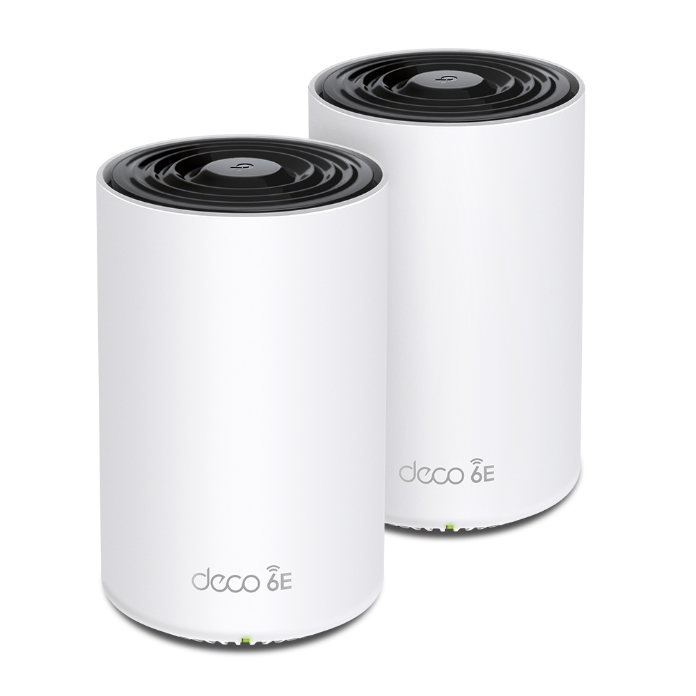 TP-Link Deco XE75 Pro (2-pack) Mesh-System, Tri‑Band Wi‑Fi 6E (2,4/5/6 GHz), 500 m² Abdeckung, 3x Gigabit LAN, Weiß, EU V2.0