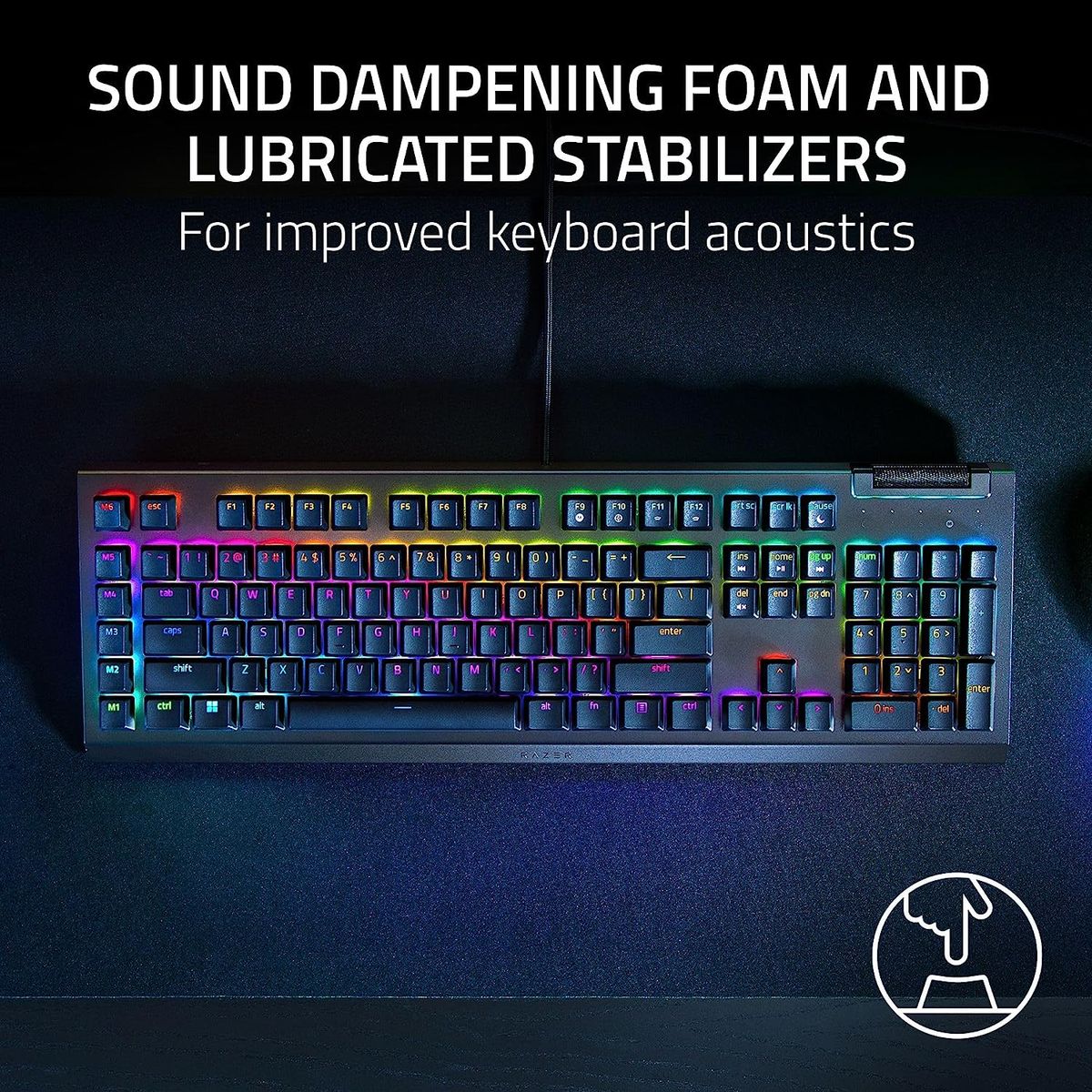 Razer BlackWidow V4 X (Gru00fcner Schalter) - Mechanische Gaming-Tastatur mit Razer Chroma RGB (Mechanische Clicky-Schalter, 6 dedizierte Makro-Tasten, Doubleshot-ABS-Tastenkappen) - (GBR Layout - QWERTY)