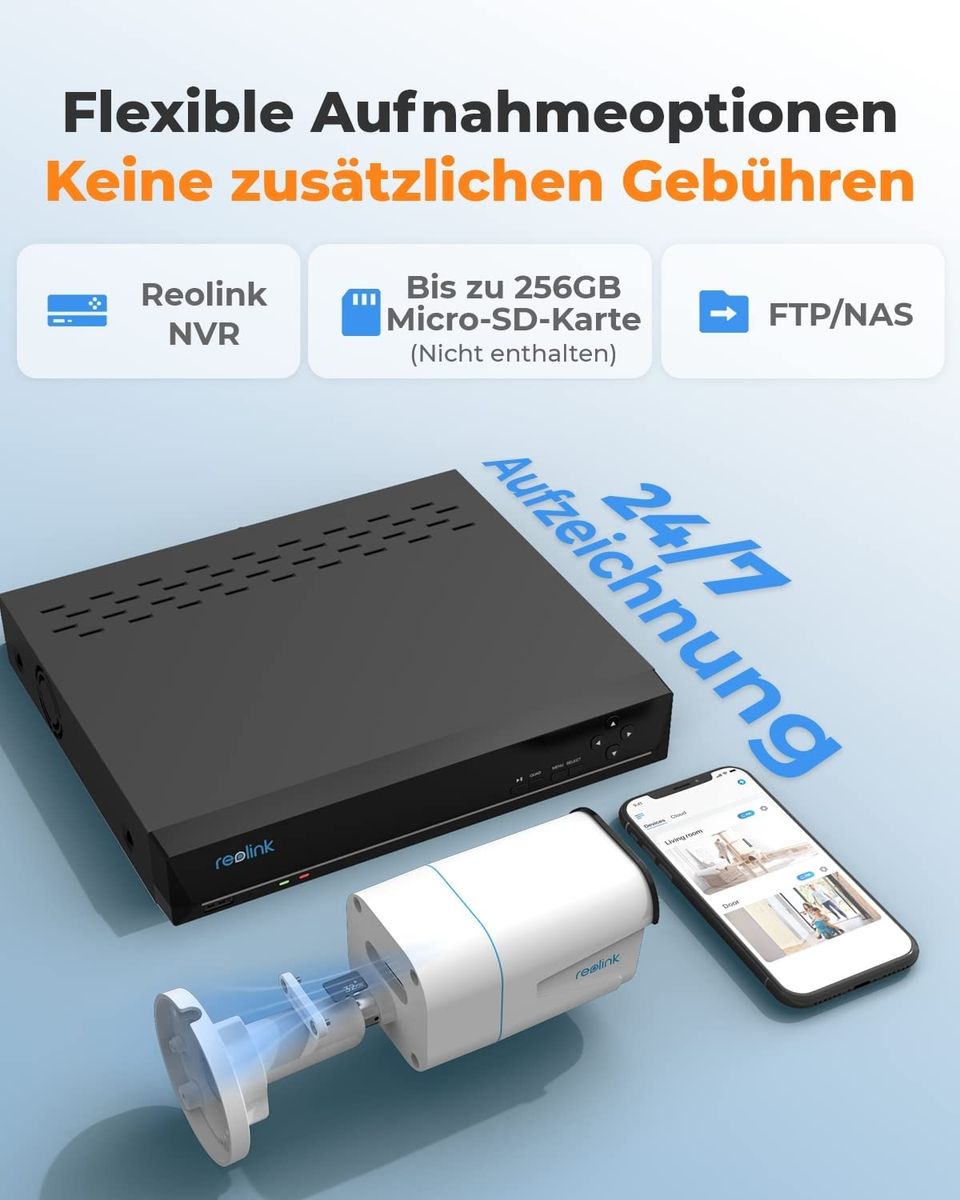 Reolink 4K Smarte PoE Überwachungskamera Aussen mit Personen-/Fahrzeugerkennung, 8MP IP Kamera mit Audio und Micro SD Kartensteckplatz, IR Nachtsicht, IP66 Wasserfest, Zeitraffer, RLC-810A Reolink Rlc-810a 4k Überwachungskamera