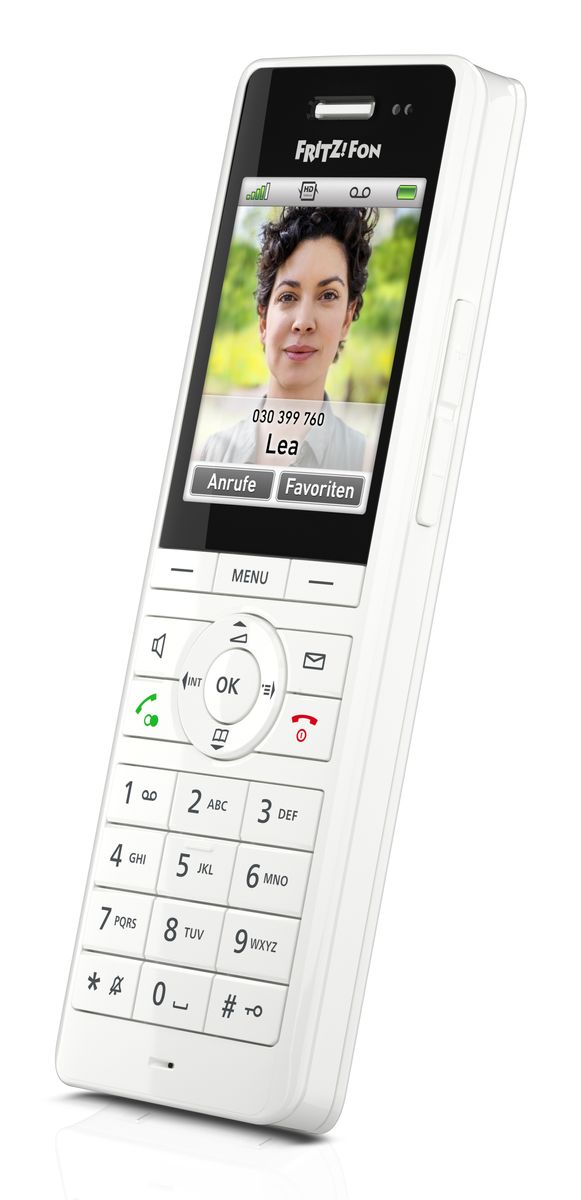 AVM FRITZ!Fon X6 DECT-Telefon, Anrufbeantworter, Anrufer-Identifikation, 2,4" Farbdisplay, Li-Ion Akku, Weiß