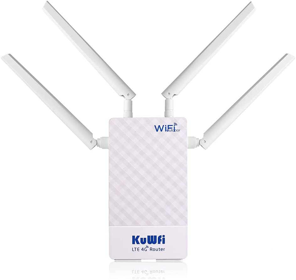 KuWFi 4G Box 4G LTE Waterproof 300Mbps External SIM Card Router SMA Connector 4G Router SIM Card Slot Works with IP Camera Support B1/B3/B5/B7/B8/B20 CPF905-CF5
