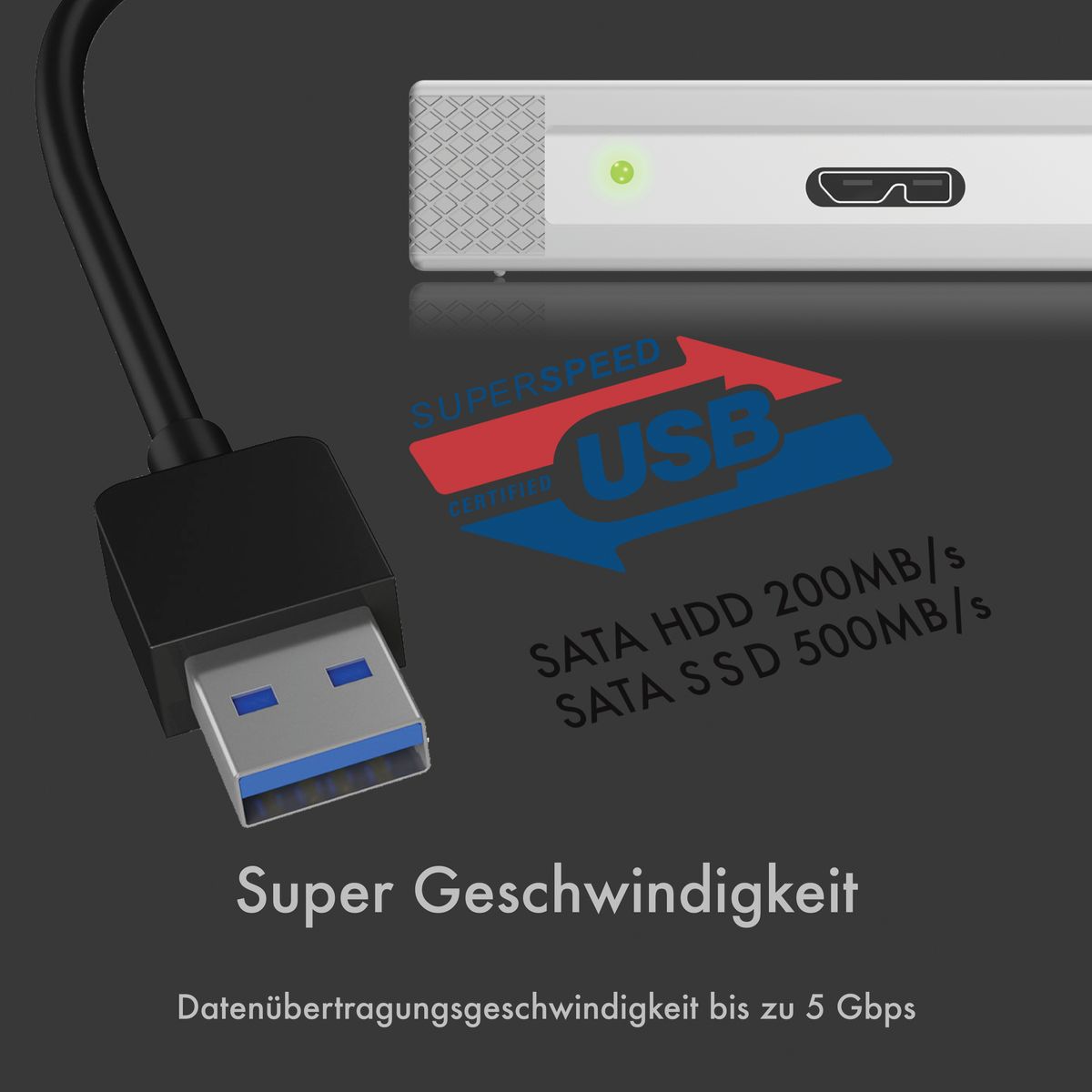 ICY BOX IB-241WP HDD / SSD-Gehäuse Anthrazit, Silber 2.5"