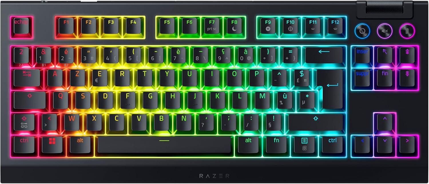Razer BlackWidow V4 Tenkeyless HyperSpeed TKL Gaming Keyboard, Orange Tactile Switches, Hot-Swap, HyperSpeed & Bluetooth, Razer Chroma RGB FRA Layout AZERTY