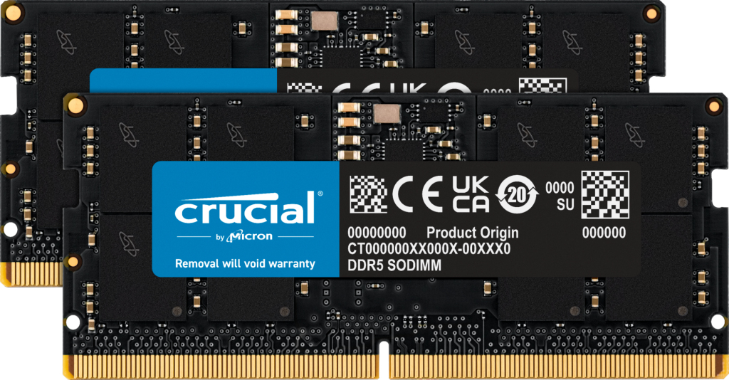 Crucial CT2K16G48C40S5 32 GB (2 x 16 GB) DDR5 SO-DIMM 4800 MHz CL40 1,1 V Laptop-RAM