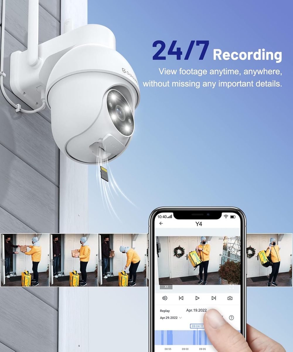 GALAYOU 2K Überwachungskamera Aussen, PTZ Outdoor WLAN IP Kamera überwachung außen, WiFi Dome Camera mit Farbiger Nachsicht, Zwei-Wege-Audio Y4 2.4Ghz-1P
