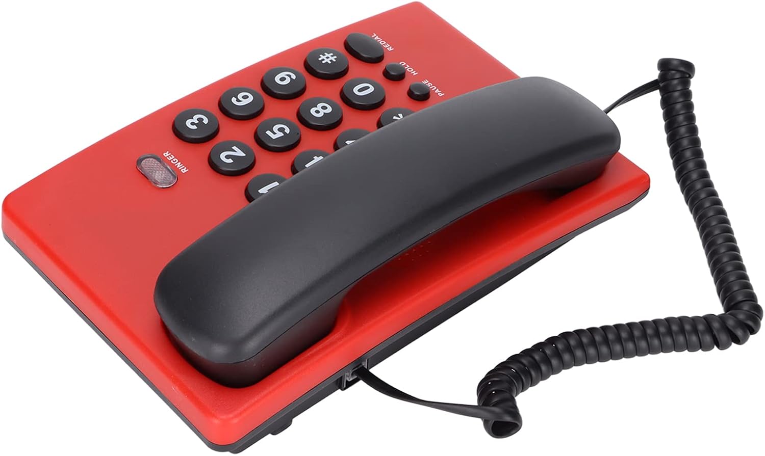 Fdit Schnurgebundenes Tischtelefon, Mehrfarbiges Festnetztelefon mit Zwei Magnetischen Hörern, Telefon mit Großen Tasten für das Home-Office-Hotel, Einschließlich Pause/Stummschaltung /(rot)