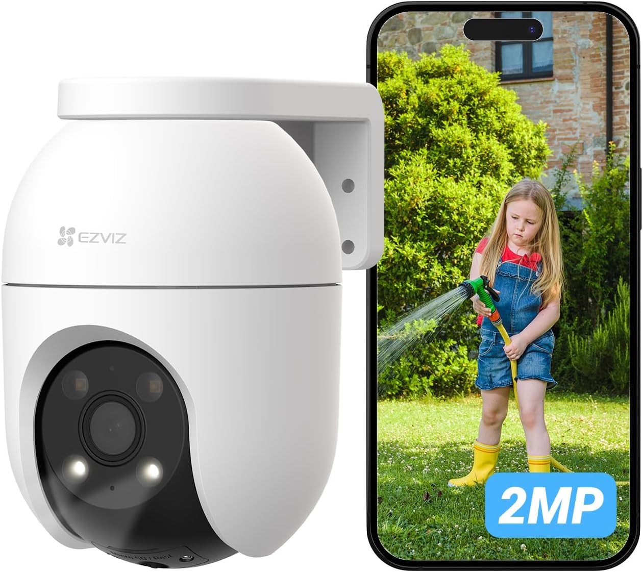 EZVIZ C8c 1080P Außen PTZ WLAN Überwachungskamera, 360° Pan/Tilt, Nachtsicht 20 m, Personenerkennung, Zwei-Wege-Audio, Aktive Verteidigung, EU