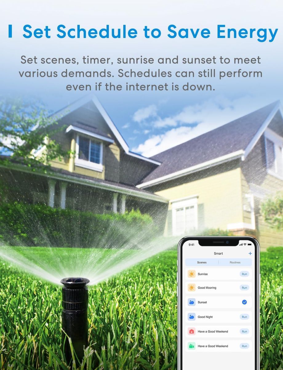 Meross WLAN Outdoor Steckdose funktioniert mit Apple HomeKit, Smart Außensteckdose Wasserdicht IP44, WiFi Garten Doppelsteckdose, kompatibel mit Siri, Alexa, Google Assistant, nur 2,4 GHz 10 A Outdoor Steckdose
