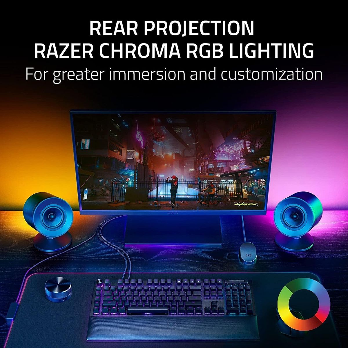 Razer Nommo V2 Pro Gaming Speaker + Wireless Subwoofer 2.1 Surround-Sound System BT USB for PC RGB Black EU