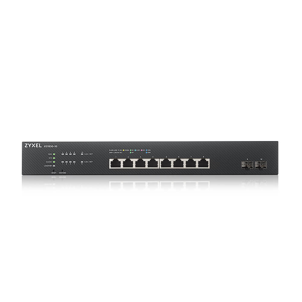Zyxel XS1930-10-ZZ0101F Managed L3 Netzwerk-Switch, 8x 10G RJ-45 (100/1000/10000), 2x SFP+, 200 Gbit/s Routing, Rackmount, Schwarz