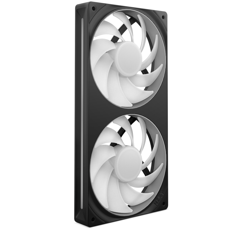 NZXT RF-U24HF-B1 Gehäuselüfter 240mm, 2400 RPM, 75,12 CFM, 3,3 mmH2O, FDB-Lager, 8x RGB-LEDs, 120x240x26 mm, Schwarz