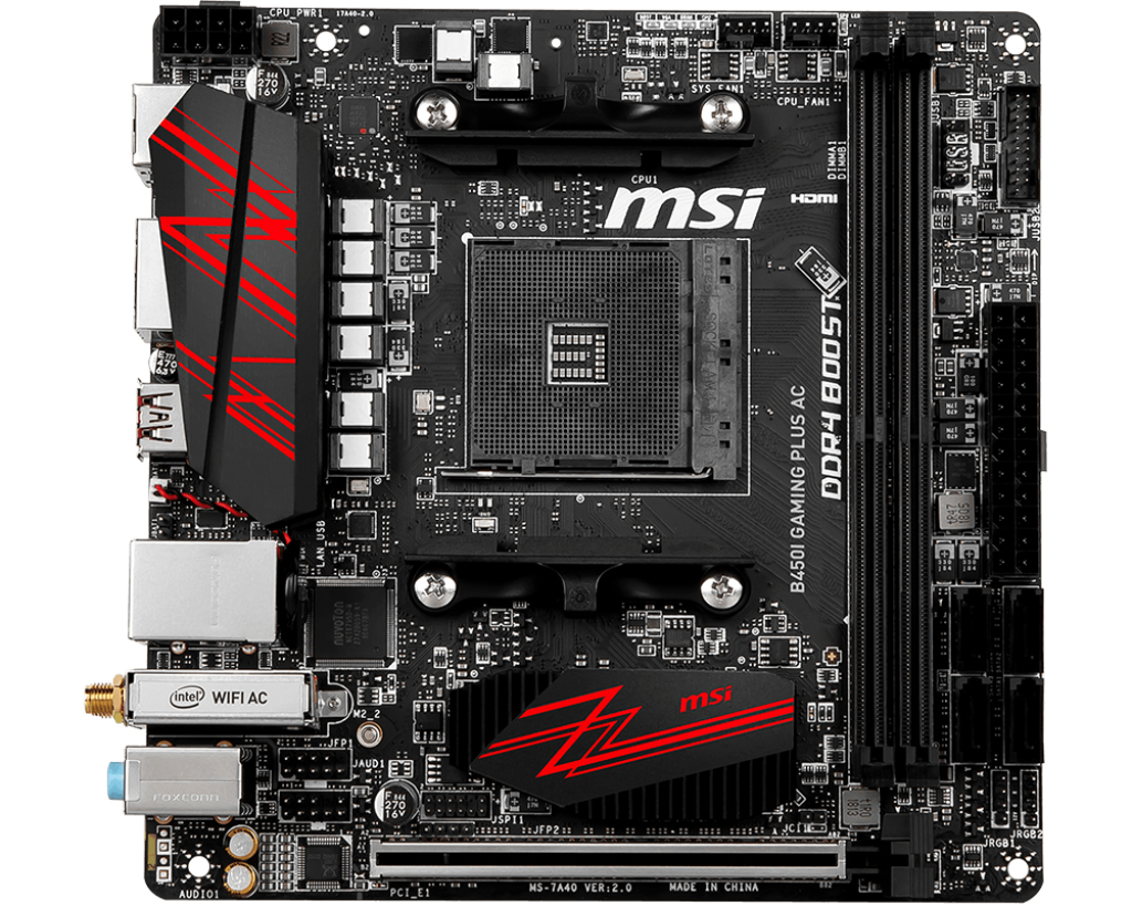 MSI B450I GAMING PLUS AC Motherboard AMD B450 Socket AM4 mini ITX