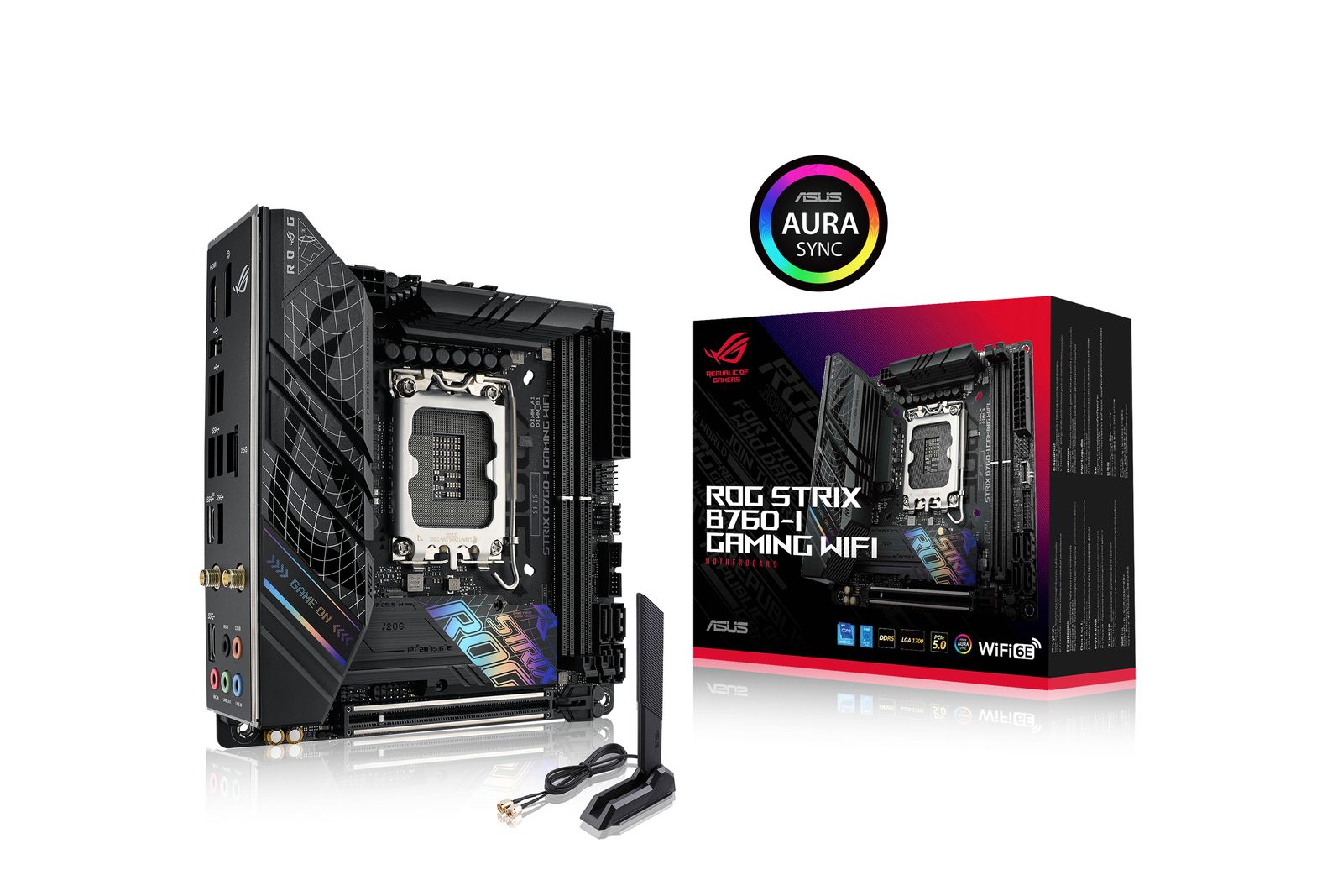 ASUS ROG Strix B760-I Gaming WiFi Mini-ITX Mainboard, Intel B760, LGA 1700, DDR5, WiFi 6E, 2.5G Ethernet, PCIe 5.0, 64 GB