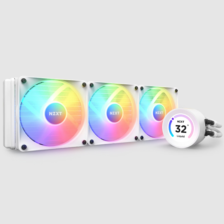 NZXT Kraken Elite 360 RGB All-in-One-Flüssigkeitskühler 360 mm, 3x 120 mm RGB-Lüfter, Weiß, TFT-LCD Display