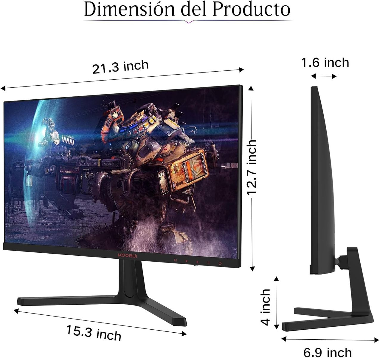 KOORUI Gaming Monitor 24 Zoll - FHD PC Bildschirm VA 165Hz 1ms Monitor 144hz, AdaptiveSync Technology, DCI-P3 85%, 2 x HDMI, DP Neigbar, Schwarz