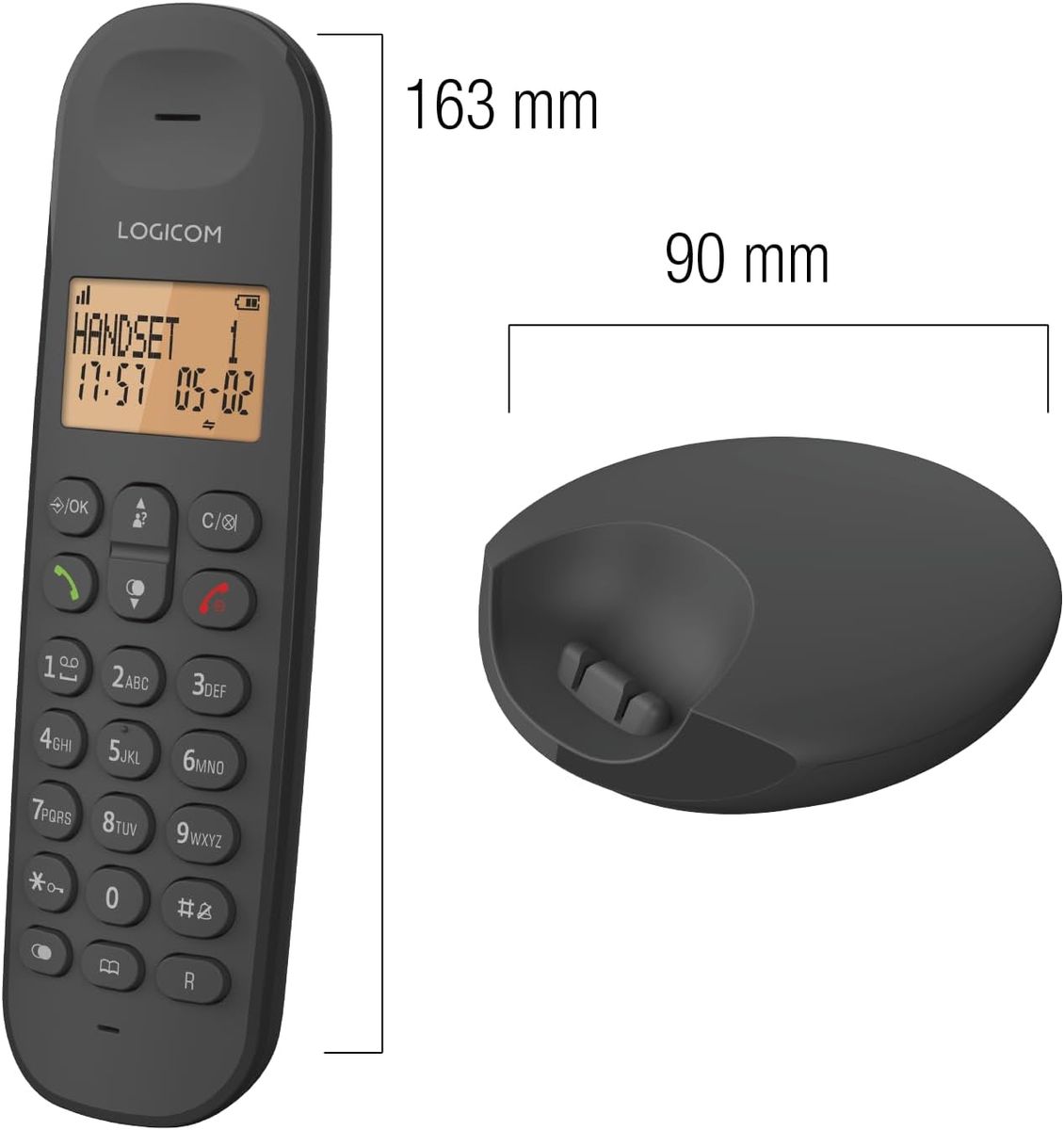 Logicom ILOA 100 Schnurloses Festnetztelefon ohne Anrufbeantworter – Solo – analoge und dect-Telefone – Schwarz