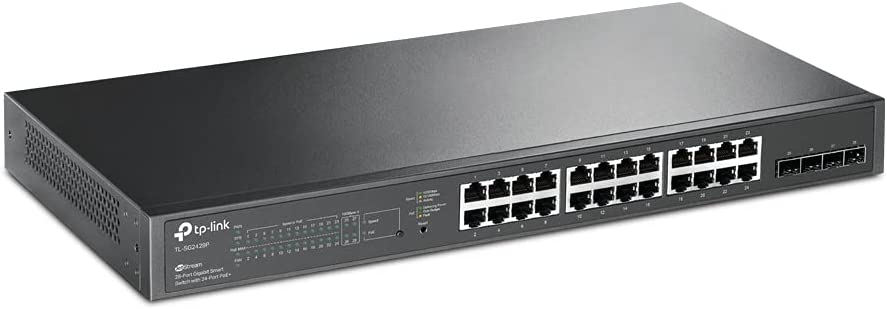 TP-Link TL-SG2428P 24-Port Gigabit Managed PoE Switch 4 SFP-Slots 250 Watt Zentrales Cloud-Management In Omada-SDN integriert IPv6 Sicheres Netzwerk,Geschäfts-Netzwerk