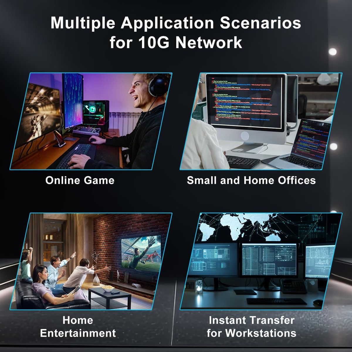 NICGIGA S100-0500T 5-Port 10G Ethernet Switch, unmanaged, 5x 10G/5G/2.5G/1G RJ45, 100Gbps, Metallgehäuse, Lüfter, Desktop/Rack, EU