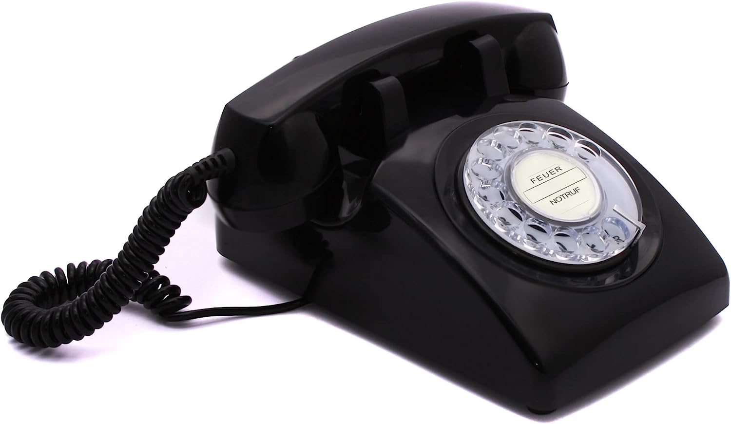 Opis Retro Telefon Wählscheibe/Festnetztelefon Retro/Telefon mit Schnur/Telefon mit Wählscheibe/Telefon Retro/Telefon Kabelgebunden - Das Traumtelefon Opis 60s Cable in schwarz 60s cableAlle Logos mit inbegriffen schwarz