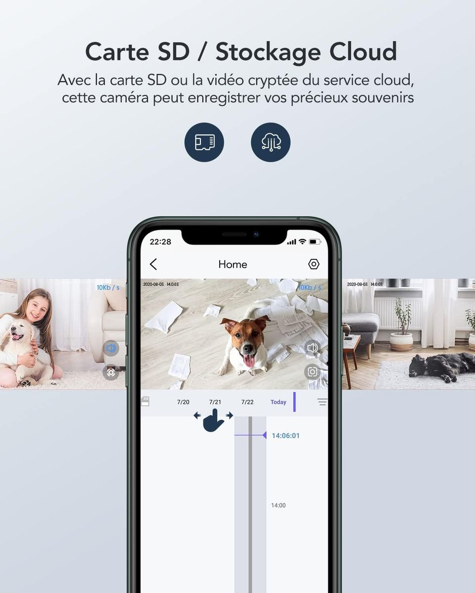 GNCC Caméra Surveillance WiFi, 2 Pièces Caméra IP WiFi sans Fil 360 ° Pan/Tilt, Caméra Dôme 1080P avec Suivi de Mouvement et de Son, Vision Nocturne et Audio Bidirectionnel, Compatible avec Alexa P1-2