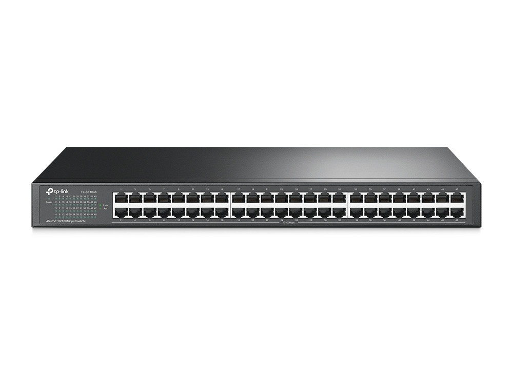 TP-Link TL-SF1048(UN) 48-Port 10/100 Mbit/s Rackmount-Switch, Unmanaged, 1U, AC-Netzteil, Schwarz, V7.0, EU