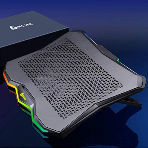 KLIM Rainbow + Laptop-Kühler mit RGB-Beleuchtung + 11" - 17" + Spiele-Laptop-Kühler für den Schreibtisch + USB Lüfter + stabile und robuste Aluminiumkonstruktion + Kompatibel mit Mac & PS4 + NEU 2020