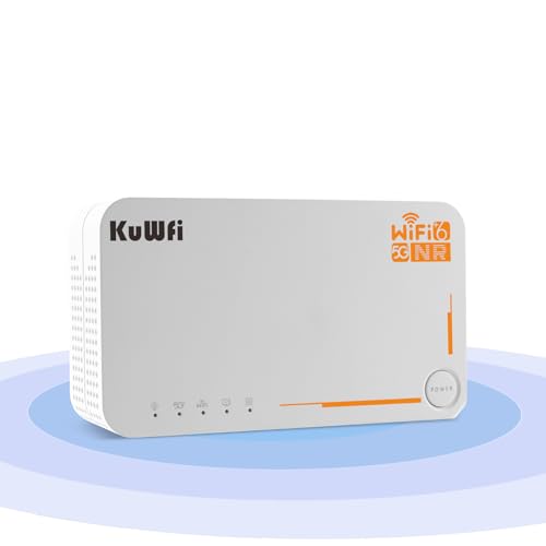 KuWFi C160 5G Mobiler WLAN-Router, AX3600 WiFi 6 Dualband, eSIM & Nano-SIM, 2.5Gbps 5G Modem, 2.5GbE Port, 4000 mAh Akku, bis 32 Geräte, EU Plug